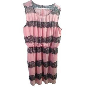 Enfocus Woman Pink & Black (Lace Print)Sleeveless Mini Dress Barbiecore  20W